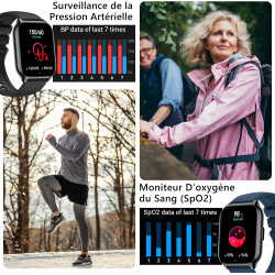 Montre connectée homme femme avec appel bleutooth, 2,0" hd smartwatch, 100+ sportifs, moniteur de sommeil cardiofréquencemètre t
