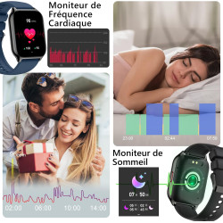 Montre connectée homme femme avec appel bleutooth, 2,0" hd smartwatch, 100+ sportifs, moniteur de sommeil cardiofréquencemètre t