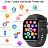 Montre connectée homme femme avec appel bleutooth, 2,0" hd smartwatch, 100+ sportifs, moniteur de sommeil cardiofréquencemètre t