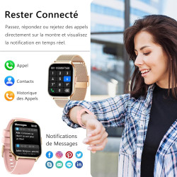 Montre connectée hommes femmes,utilisé avec l'application fitcloudpro, appel bleutooth, 2,0" hd avec tensiomètre, 100+ sportifs,