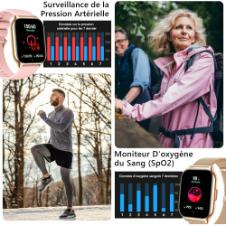 Montre connectée hommes femmes,utilisé avec l'application fitcloudpro, appel bleutooth, 2,0" hd avec tensiomètre, 100+ sportifs,