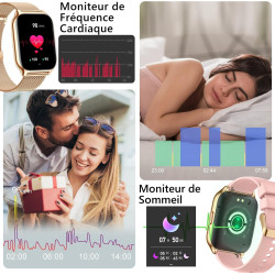 Montre connectée hommes femmes,utilisé avec l'application fitcloudpro, appel bleutooth, 2,0" hd avec tensiomètre, 100+ sportifs,