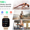 Montre connectée hommes femmes,utilisé avec l'application fitcloudpro, appel bleutooth, 2,0" hd avec tensiomètre, 100+ sportifs,