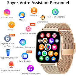 Montre connectée hommes femmes,utilisé avec l'application fitcloudpro, appel bleutooth, 2,0" hd avec tensiomètre, 100+ sportifs,