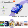 Montre connectée femme homme avec appel bleutooth, 2,0" hd smartwatch, 100+ sportifs, moniteur de sommeil cardiofréquencemètre t