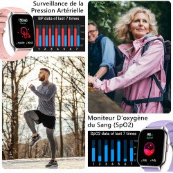 Montre connectée femme homme avec appel bleutooth, 2,0" hd smartwatch, 100+ sportifs, moniteur de sommeil cardiofréquencemètre t