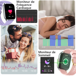 Montre connectée femme homme avec appel bleutooth, 2,0" hd smartwatch, 100+ sportifs, moniteur de sommeil cardiofréquencemètre t