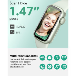 IMFRCHCS Montre Connectée Femme Homme, 1,47" Fitness Tracker avec 137 + Modes de Sport, Montre Intelligente avec Moniteur de Fré