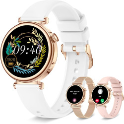 Montre connectée femme avec appel bleutooth, smartwatch ronde 1,27" 41mm pour petit poignet, 3 bracelet, 100 modes sport suivi s