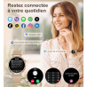 Montre connectée femme avec appel bleutooth, smartwatch ronde 1,27" 41mm pour petit poignet, 3 bracelet, 100 modes sport suivi s