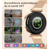Montre connectée femme avec appel bleutooth, smartwatch ronde 1,27" 41mm pour petit poignet, 3 bracelet, 100 modes sport suivi s