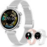 Montre connectée femme avec appel bleutooth, smartwatch ronde 1,27" 41mm pour petit poignet, 3 bracelet, 100 modes sport suivi s