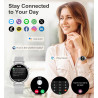 Montre connectée femme avec appel bleutooth, smartwatch ronde 1,27" 41mm pour petit poignet, 3 bracelet, 100 modes sport suivi s