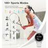 Montre connectée femme avec appel bleutooth, smartwatch ronde 1,27" 41mm pour petit poignet, 3 bracelet, 100 modes sport suivi s