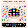 Montre connectée femme avec appel bleutooth, smartwatch ronde 1,27" 41mm pour petit poignet, 3 bracelet, 100 modes sport suivi s
