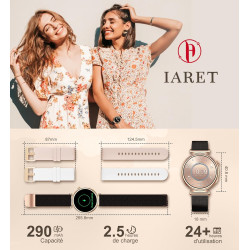 Montre connectée femme avec appel bleutooth, smartwatch ronde 1,27" 41mm pour petit poignet, 3 bracelet, 100 modes sport suivi s