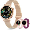 Montre connectée femme avec appel bleutooth, smartwatch ronde 1,27" 41mm pour petit poignet, 3 bracelet, 100 modes sport suivi s