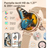 Montre connectée femme avec appel bleutooth, smartwatch ronde 1,27" 41mm pour petit poignet, 3 bracelet, 100 modes sport suivi s