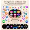 Montre connectée femme avec appel bleutooth, smartwatch ronde 1,27" 41mm pour petit poignet, 3 bracelet, 100 modes sport suivi s