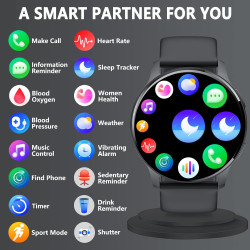 Montre connectée femme avec appel bleutooth assistants ai 1.32" smartwatch spo2 fréquence cardiaque sommeil lecteur musique podo