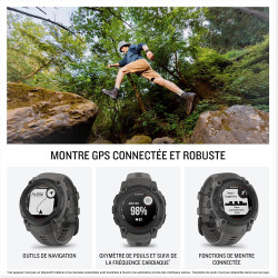 Garmin Instinct E - Montre GPS Robuste et connectée – Noir avec Bracelet Gris Charbon – Boîtier 40 mm