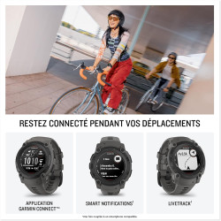 Garmin Instinct E - Montre GPS Robuste et connectée – Noir avec Bracelet Gris Charbon – Boîtier 40 mm