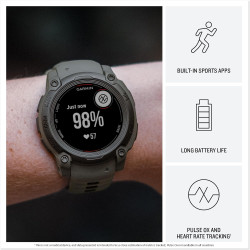 Garmin Instinct E - Montre GPS Robuste et connectée – Citron avec Bracelet Bleu crépuscule – Boîtier 40 mm