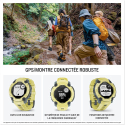 Garmin Instinct E - Montre GPS Robuste et connectée – Citron Vert avec Bracelet Citron Vert – Boîtier 45 mm