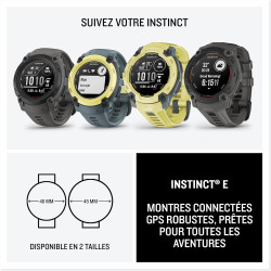 Garmin Instinct E - Montre GPS Robuste et connectée – Citron Vert avec Bracelet Citron Vert – Boîtier 45 mm