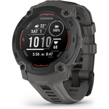 Garmin Instinct E - Montre GPS Robuste et connectée – Noir avec Bracelet Gris Charbon – Boîtier 45 mm