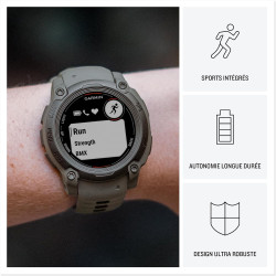 Garmin Instinct E - Montre GPS Robuste et connectée – Noir avec Bracelet Gris Charbon – Boîtier 45 mm