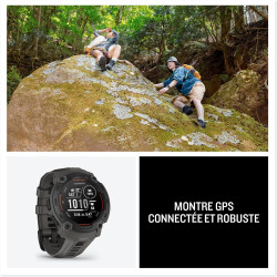 Garmin Instinct E - Montre GPS Robuste et connectée – Noir avec Bracelet Gris Charbon – Boîtier 45 mm