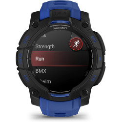Garmin Instinct 3, AMOLED (édition limitée) - Montre GPS Robuste et connectée – Noire avec Bracelet Bleu électrique – Boîtier 45