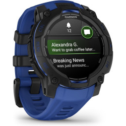 Garmin Instinct 3, AMOLED (édition limitée) - Montre GPS Robuste et connectée – Noire avec Bracelet Bleu électrique – Boîtier 45