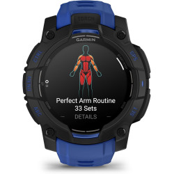 Garmin Instinct 3, AMOLED (édition limitée) - Montre GPS Robuste et connectée – Noire avec Bracelet Bleu électrique – Boîtier 45