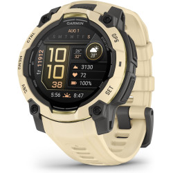 Garmin Instinct 3, AMOLED (édition limitée) - Montre GPS Robuste et connectée – Sable avec Bracelet Silicone Sable– Boîtier 45 m