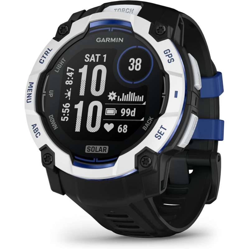 Garmin instinct 3 gps 50mm smartwatch, solar, blancstone