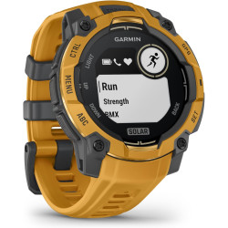Garmin Instinct 3, Solar - Montre GPS connectée et Robuste avec écran Solaire – Jaune avec Bracelet Silicone Jaune Or/Gris – Boî