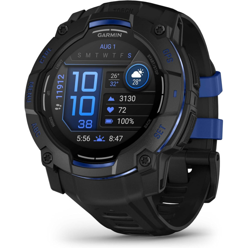 Garmin instinct 3 noir/bolt blue 50mm