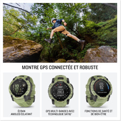 Garmin Instinct 3, AMOLED (édition limitée)- Montre GPS Robuste et connectée – Vert Sauge avec Bracelet Silicone Vert Sauge – Bo