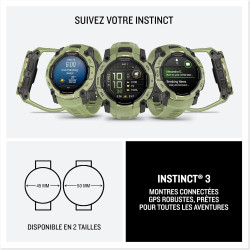 Garmin Instinct 3, AMOLED (édition limitée)- Montre GPS Robuste et connectée – Vert Sauge avec Bracelet Silicone Vert Sauge – Bo