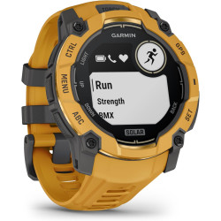 Garmin Instinct 3, Solar - Montre GPS connectée et Robuste avec écran Solaire- Jaune avec Bracelet Silicone Jaune Or/Gris – Boît