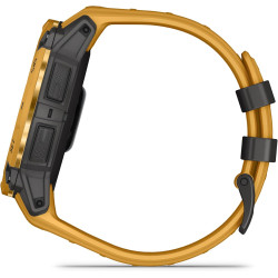 Garmin Instinct 3, Solar - Montre GPS connectée et Robuste avec écran Solaire- Jaune avec Bracelet Silicone Jaune Or/Gris – Boît