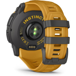 Garmin Instinct 3, Solar - Montre GPS connectée et Robuste avec écran Solaire- Jaune avec Bracelet Silicone Jaune Or/Gris – Boît