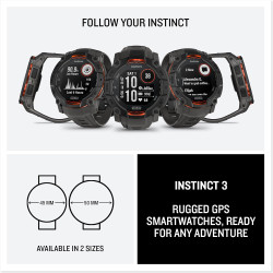 Garmin instinct 3 gps 50mm smartwatch, solar, noir bezel