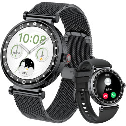 Montre connectée femme avec appel bleutooth,2025 neu amoled ultra-fin 1.19" smartwatch santé au féminin/cycle menstruel/spo2/sui