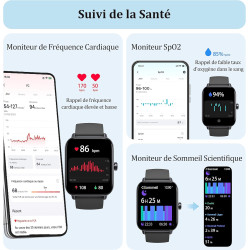 Kalinco montre connectée femme homme avec alexa intégré, 1,8" smartwatch avec appel bleutooth, podometre/fréquence cardiaque/som