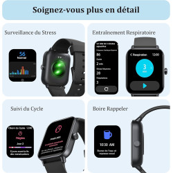 Kalinco montre connectée femme homme avec alexa intégré, 1,8" smartwatch avec appel bleutooth, podometre/fréquence cardiaque/som