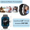 Kalinco montre connectée femme homme avec alexa intégré, 1,8" smartwatch avec appel bleutooth, podometre/fréquence cardiaque/som