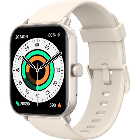 Kalinco montre connectée femme homme avec alexa intégré, 1,8" smartwatch avec appel bleutooth, podometre/fréquence cardiaque/som